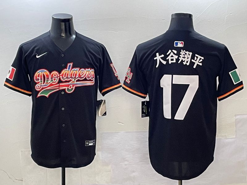 Men Los Angeles Dodgers #17 Ohtani Black rainbow 2025 Nike MLB Jersey style 415